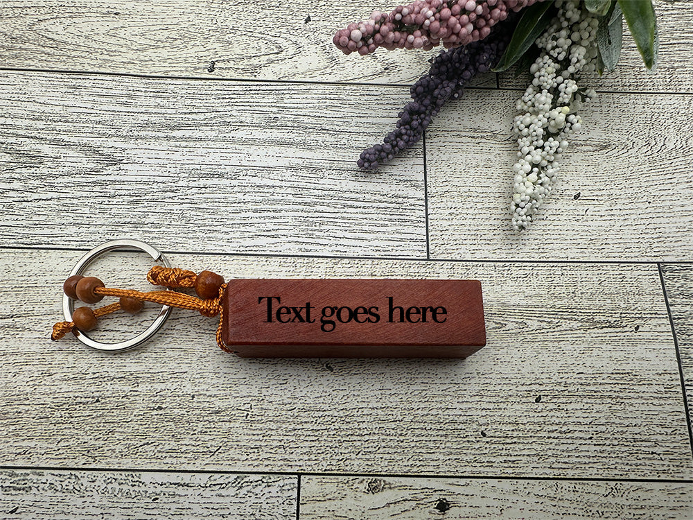 Personalized Mahogany Cube Keychain - LasedPres