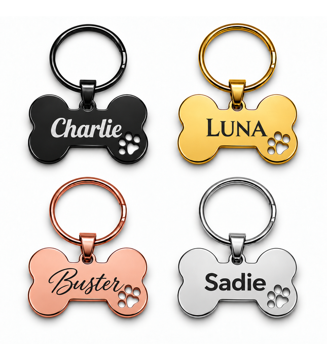 Personalized Stainless Steel Dog Tag with Paw Cut-Out