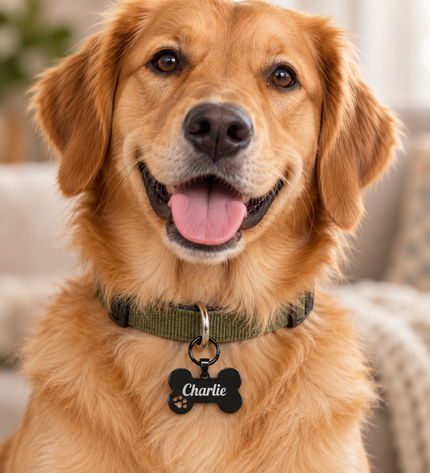 Personalized Stainless Steel Dog Tag with Paw Cut-Out