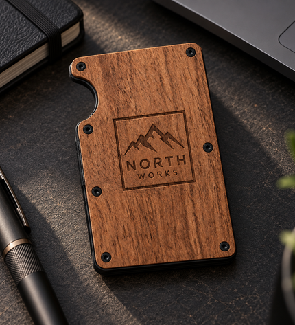 Personalized Wood Minimalist Slim Metal Wallet