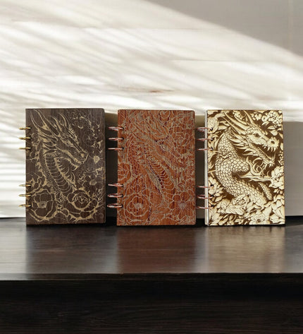 Wood Dragon-Flower Notebook - LasedPres