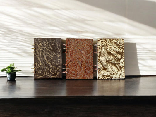 Wood Dragon-Flower Notebook - LasedPres