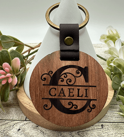 Personalized Round Wood Keychain - LasedPres