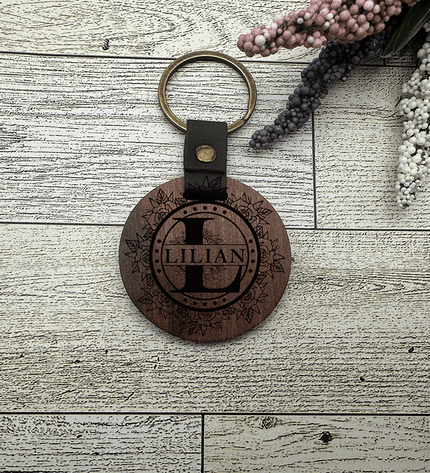 Personalized Round Wood Keychain - LasedPres