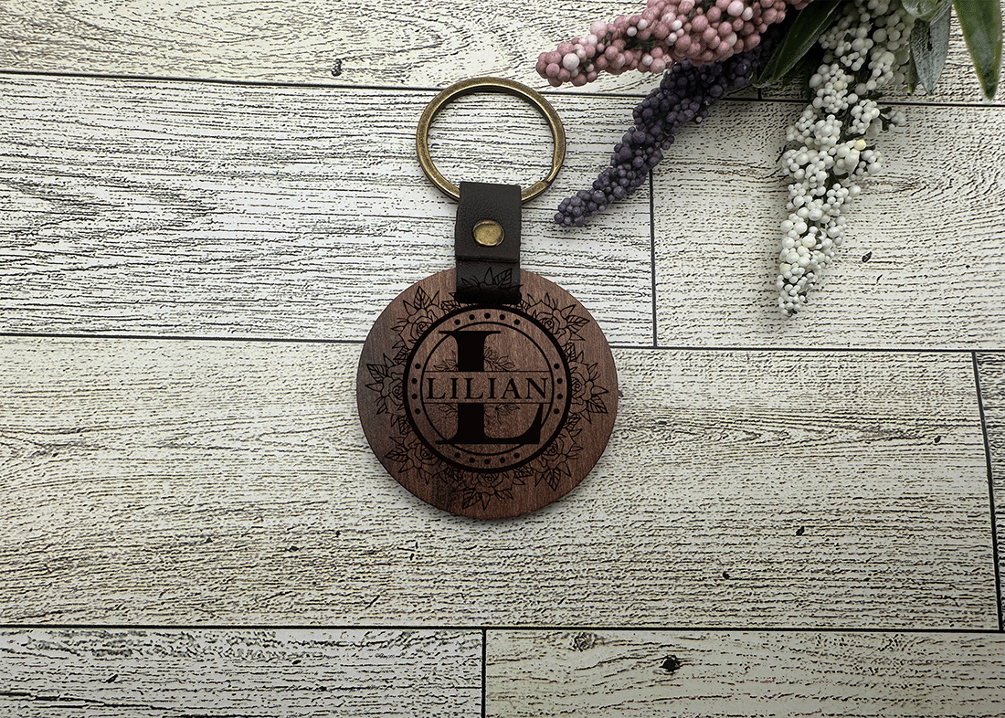 Personalized Round Wood Keychain - LasedPres