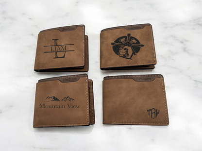 Personalized Slim Bifold Leather Wallet - LasedPres