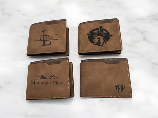 Personalized Slim Bifold Leather Wallet - LasedPres