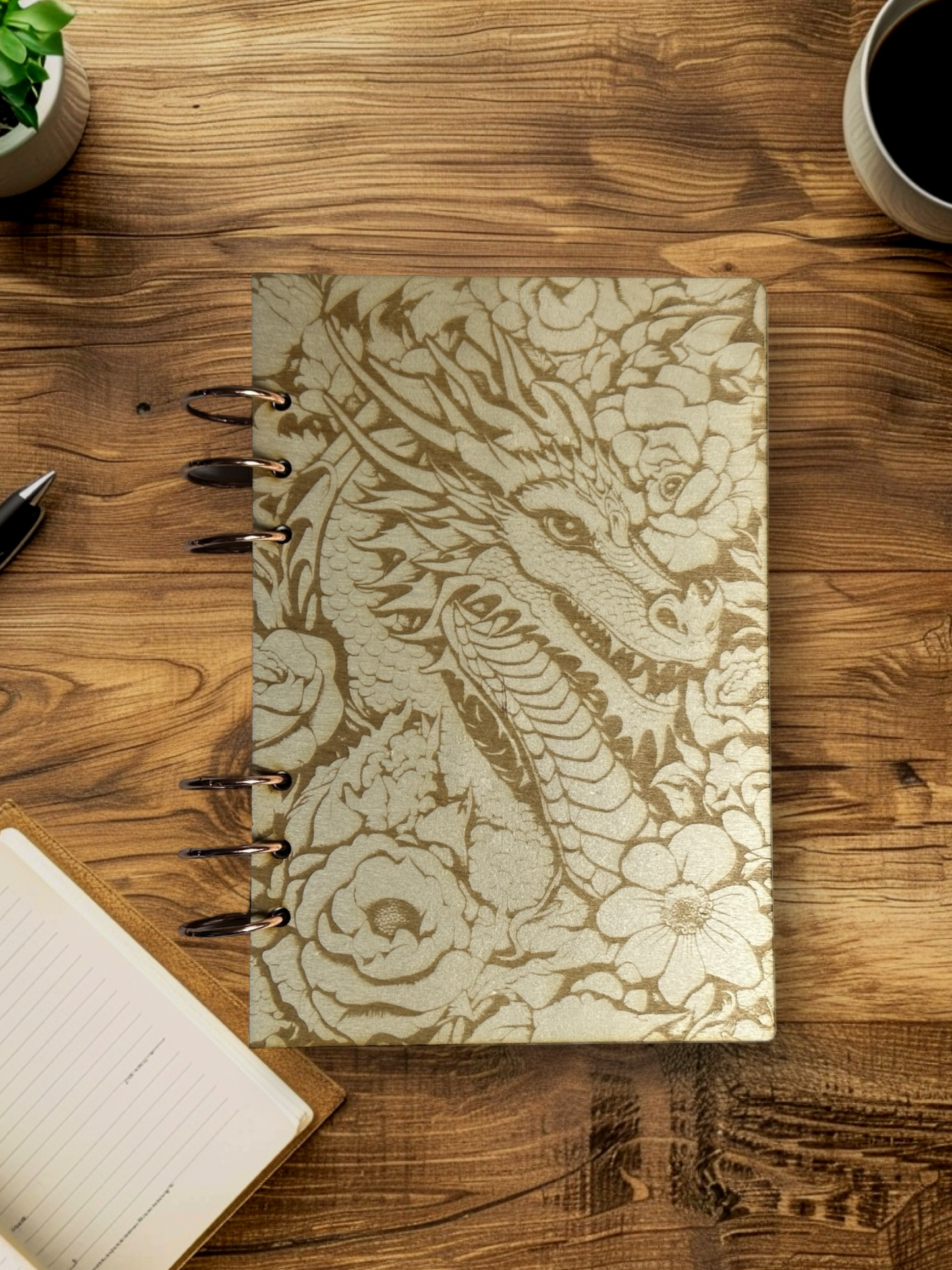 Wood Dragon-Flower Notebook - LasedPres