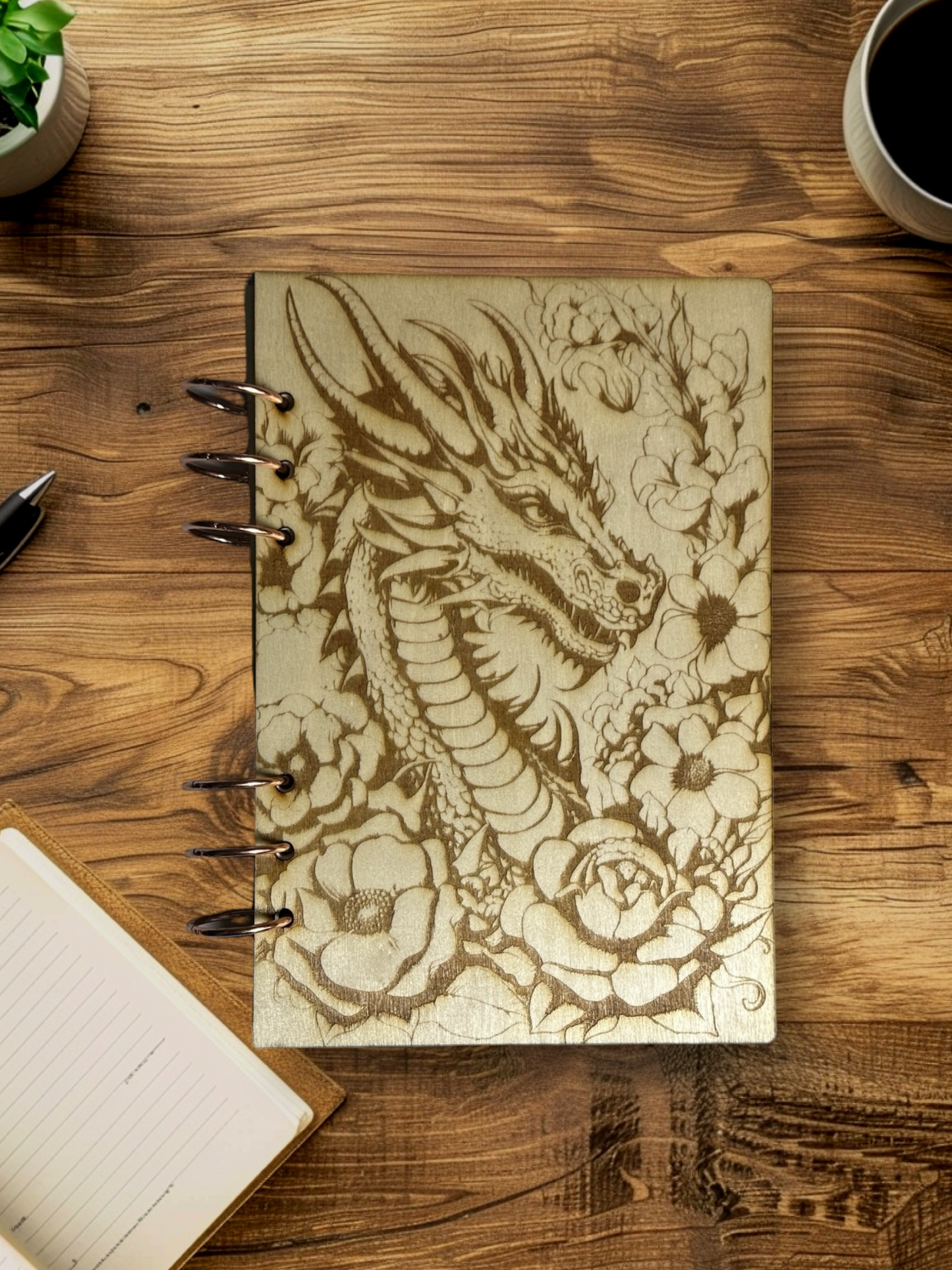 Wood Dragon-Flower Notebook - LasedPres