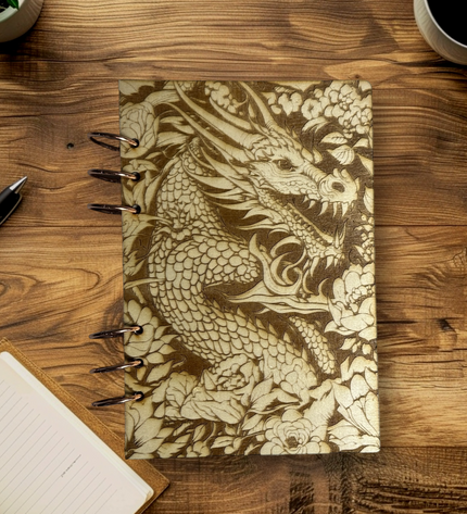Wood Dragon-Flower Notebook - LasedPres