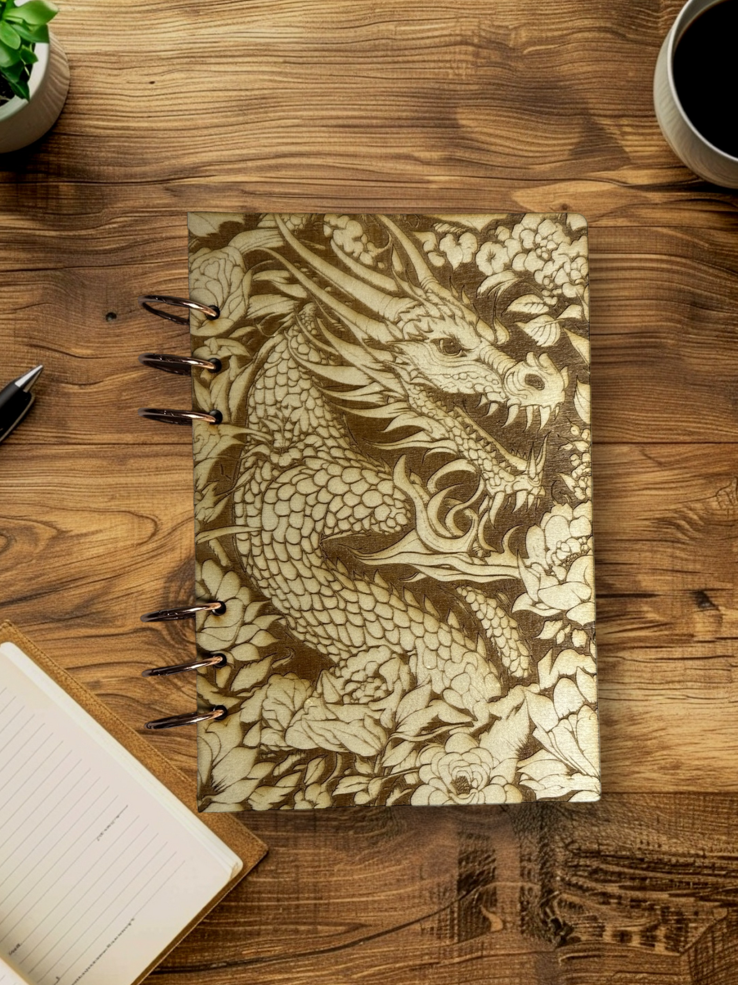 Wood Dragon-Flower Notebook - LasedPres