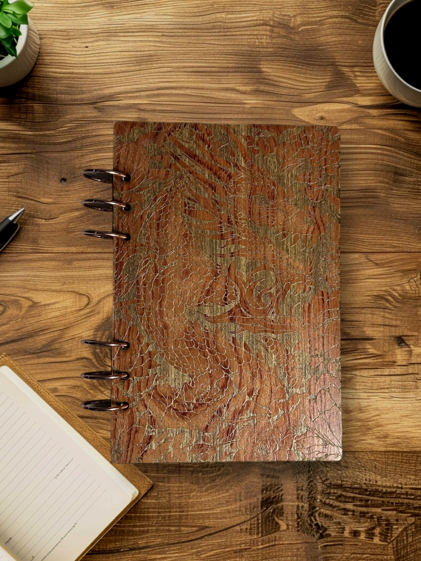 Wood Dragon-Flower Notebook - LasedPres