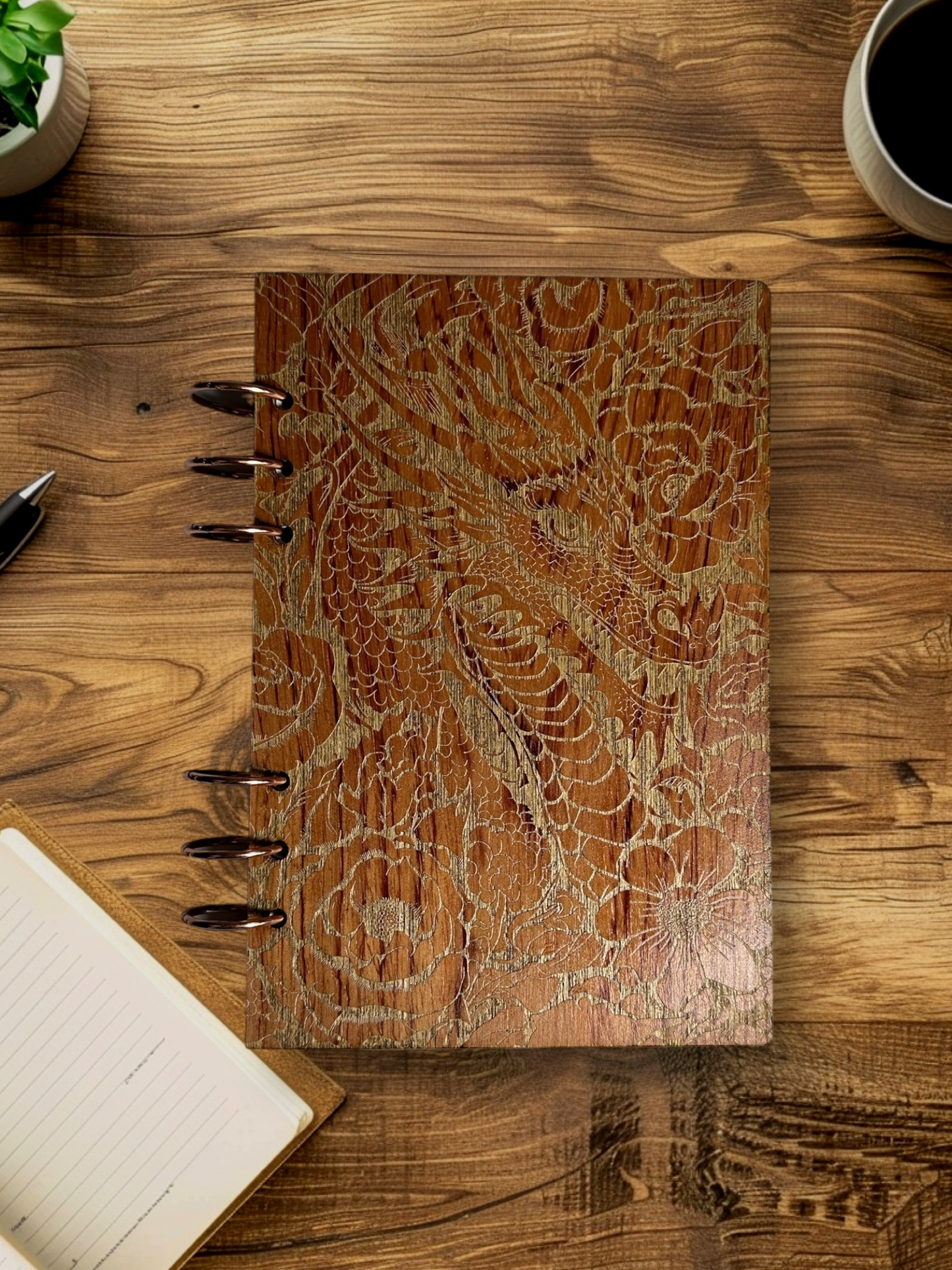 Wood Dragon-Flower Notebook - LasedPres