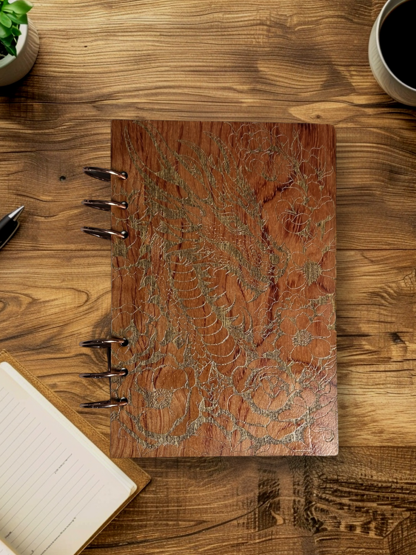 Wood Dragon-Flower Notebook - LasedPres