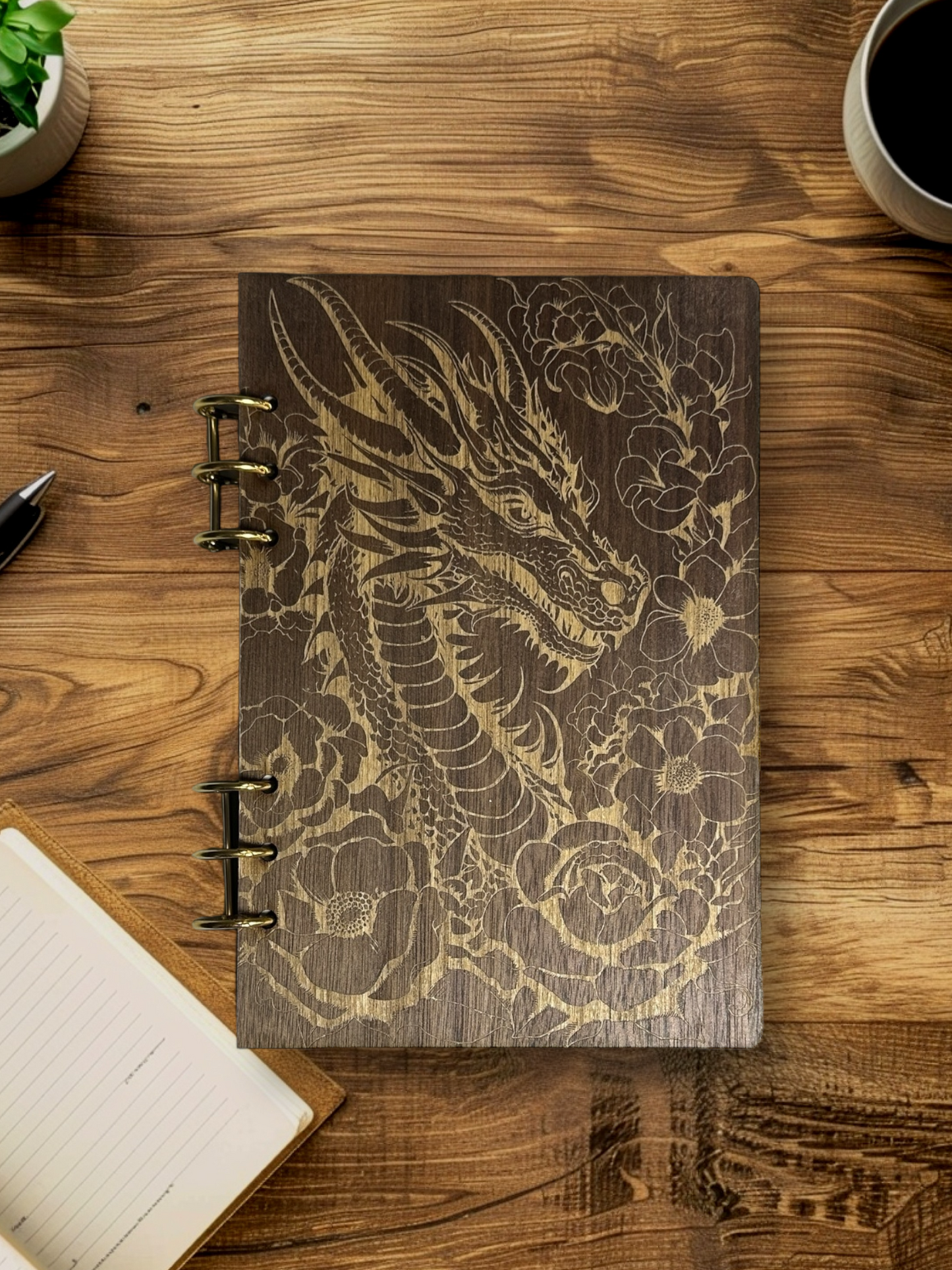 Wood Dragon-Flower Notebook - LasedPres