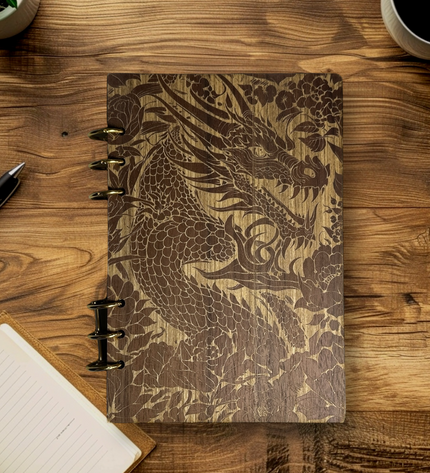 Wood Dragon-Flower Notebook - LasedPres