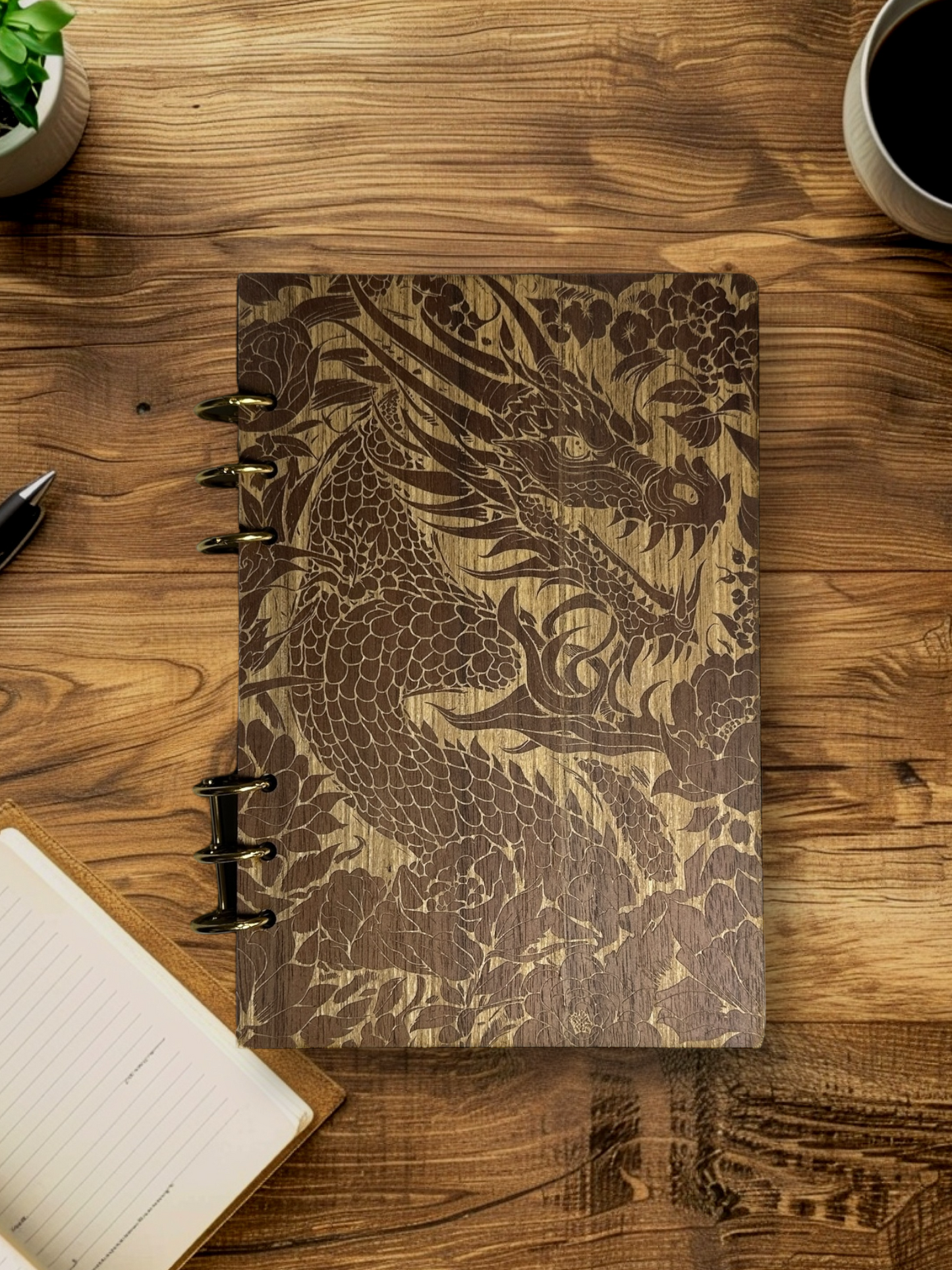Wood Dragon-Flower Notebook - LasedPres