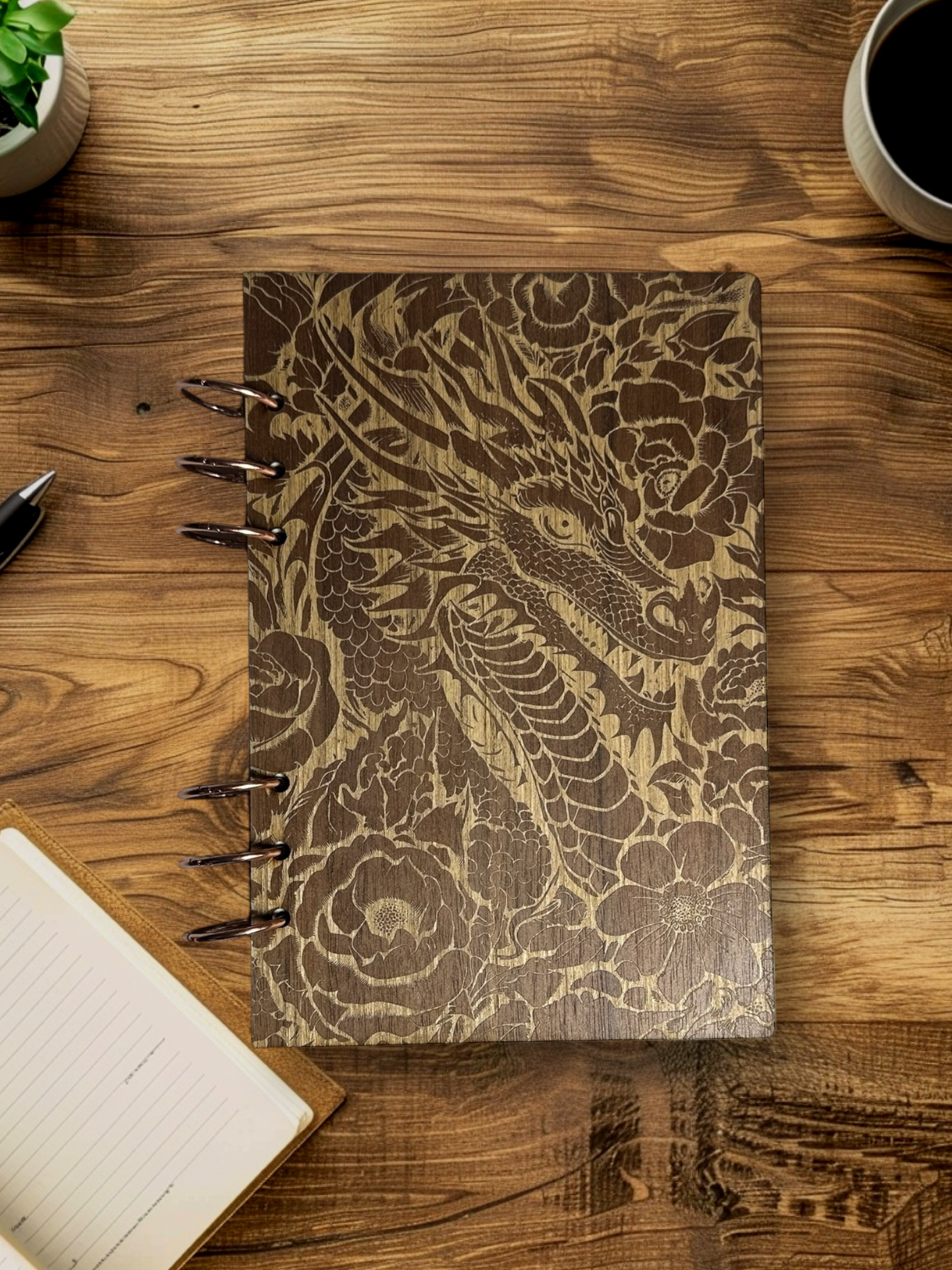 Wood Dragon-Flower Notebook - LasedPres